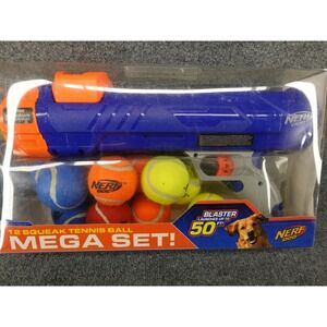 Nerf Dog Tennis Ball Blaster Mega Set 12 Squeak Balls Blue Orange 1611-693 NEW